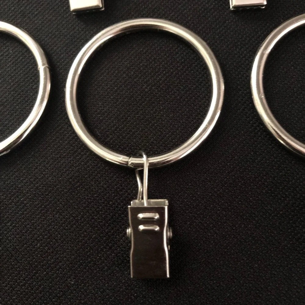 Silver Chrome Curtain Rings with Clips
